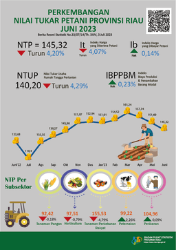 Perkembangan Nilai Tukar Petani Provinsi Riau Juni 2023